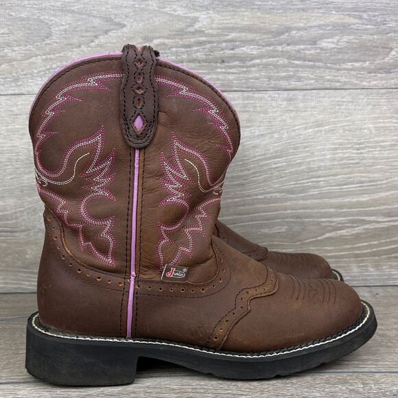 Justin Gypsy Gemma Brown Leather Women’s Sz 9B Western Round Toe Cowgirl Boots - Picture 1 of 13